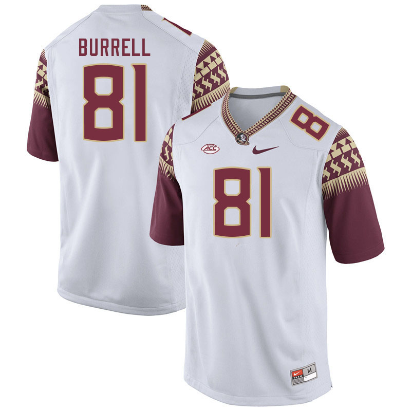 Men #81 Joshua Burrell Florida State Seminoles College Football Jerseys Stitched Sale-White - Click Image to Close